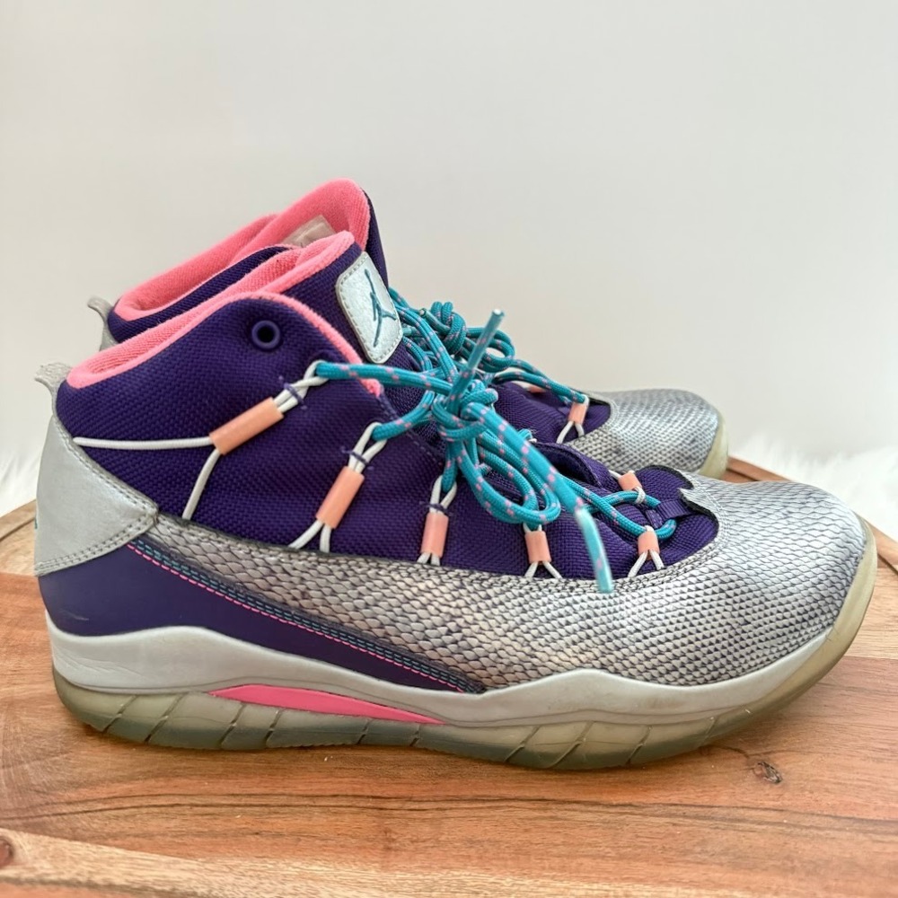Jordan Super.Fly 2 GS Youth 7Y‎ Purple Silver Snakeskin Pink 616593-508